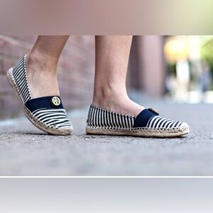 Tory Burch Striped Espadrille Flats